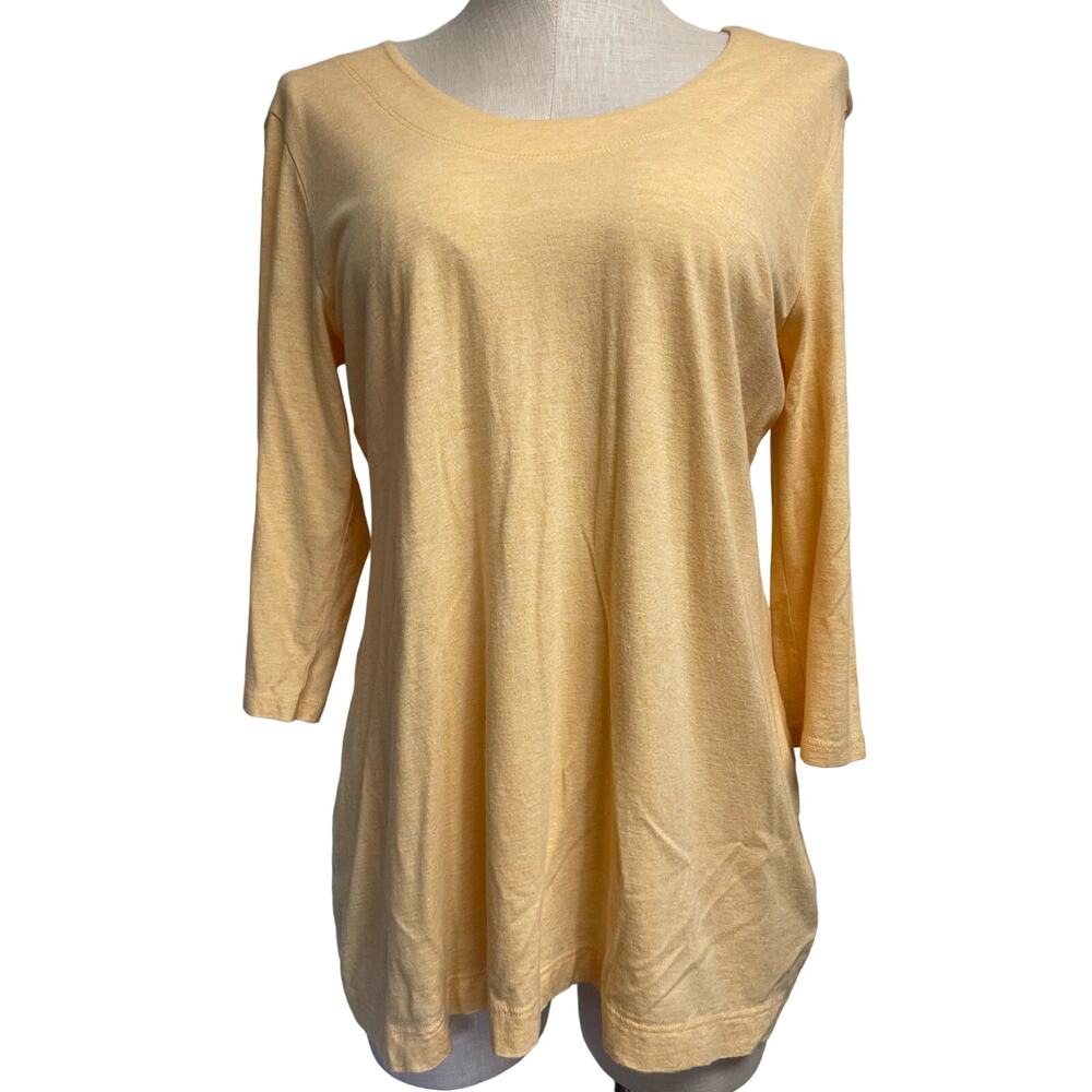 Peruvian Connection Yellow Pima Cotton Tunic Top 3/4 Sleeve M